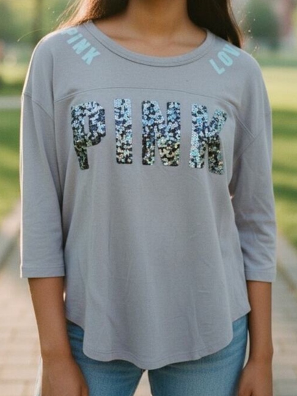 PINK Victoria’s Secret Shirt Blue Size Small FAST SHIPPING 3206-9